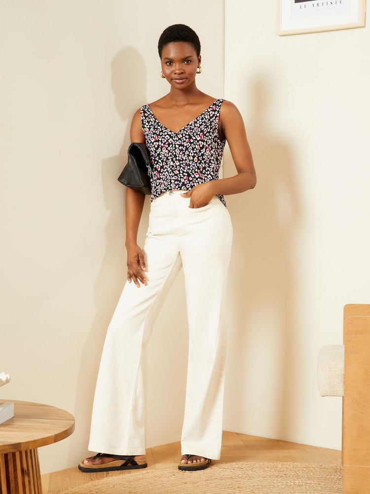 Love & Roses Black V Neck V Back Woven Vest - Image 4 of 4