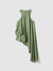 Reiss Green Elsie Asymmetric Draped Blouse - Image 2 of 6