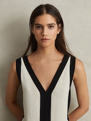 Reiss Black/Cream Rae Colourblock Maxi Dress - Image 3 of 6