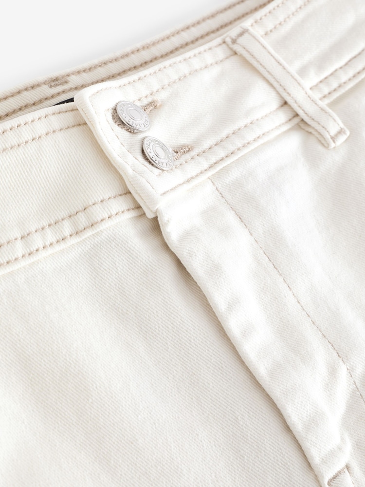 Ecru White Double Button Denim Shorts - Image 7 of 7 Ecru White Double Button Denim Shorts - Image 7 of 7