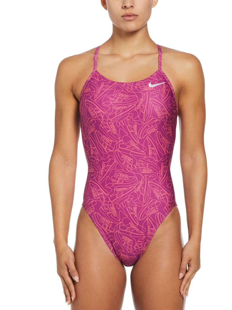 Nike Pink Hydrostrong Muti Print Swimsuit - Image 1 of 7