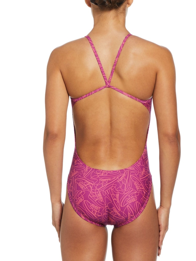 Nike Pink Hydrostrong Muti Print Swimsuit - Image 2 of 7