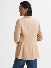 Reiss Light Camel Larsson Double Breasted Twill Blazer - Image 5 of 7
