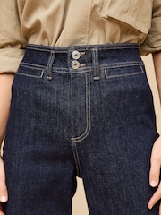 Rinse-Waschung, Blau - Kurz geschnittene Jeans mit weitem Bein und Verschluss mit zwei Knöpfen - Bild 4 von 6