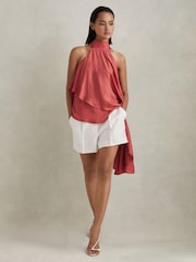 Coral - Blusa drapeada asimétrica Elsie de Reiss - Imagen 3 de 5