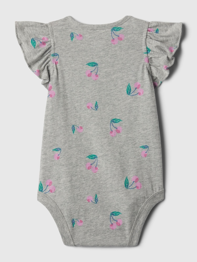 Gap Grey Ruffle Short Sleeve Bodysuit (Newborn-24mths) - Image 2 of 2 Gap Grey Ruffle Short Sleeve Bodysuit (Newborn-24mths) - Image 2 of 2