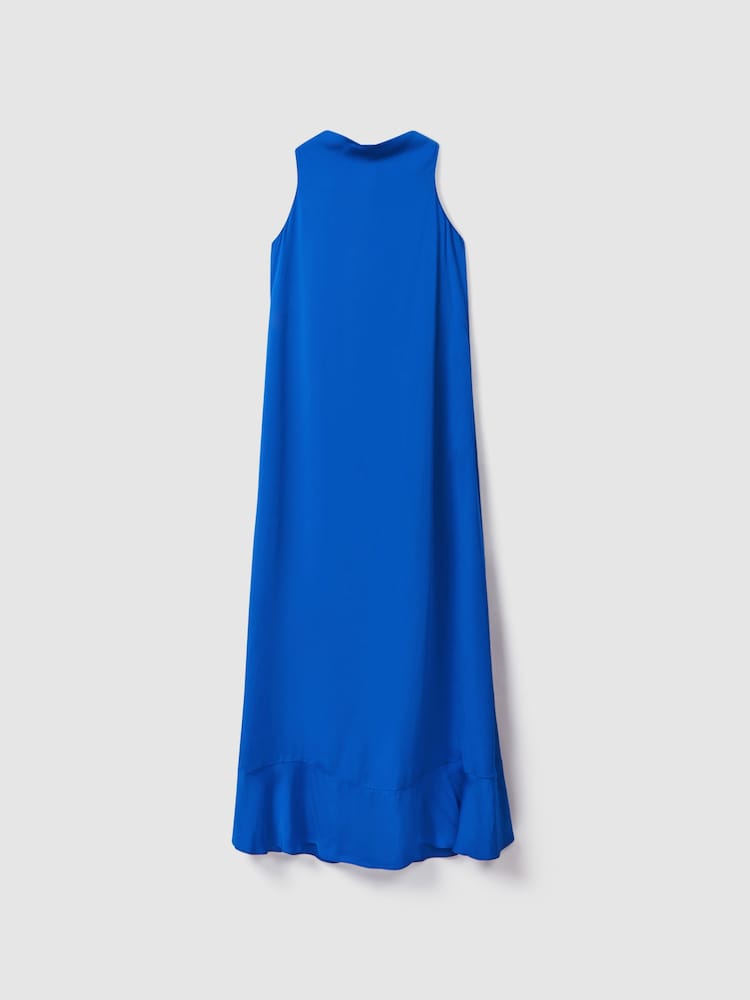 Reiss Cobalt Blue Dina Tie Neck Column Maxi Dress - Image 2 of 6