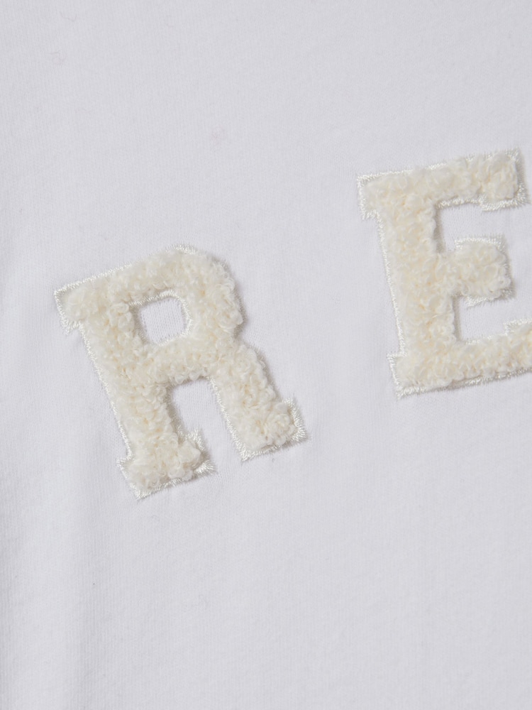 Reiss White Taya Teen Textured Motif Cotton Crew Neck T-Shirt - Image 7 of 7 Reiss White Taya Teen Textured Motif Cotton Crew Neck T-Shirt - Image 7 of 7