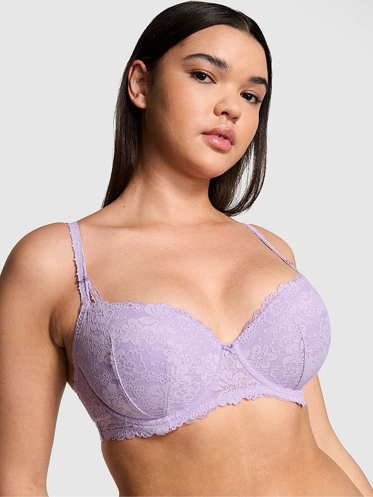 Victoria's Secret PINK Pastel Lilac Purple Lace Balcony Lace Bra - Image 1 of 3