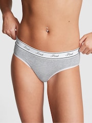Victoria's Secret PINK Grey Heather Hipster Cotton Logo Knickers - Image 1 of 3