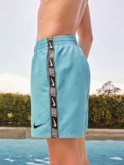 Nike Green Swim Logo Tape 4 Inch Volley Shorts - Image 4 of 8