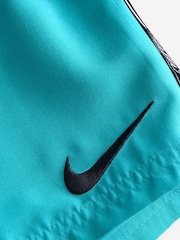 Nike Green Swim Logo Tape 4 Inch Volley Shorts - Image 8 of 8