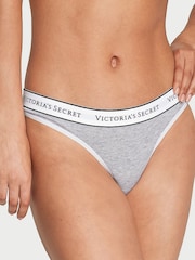 Victoria's Secret Grey Heather Thong Logo 4 Pack Knickers - Image 2 of 3