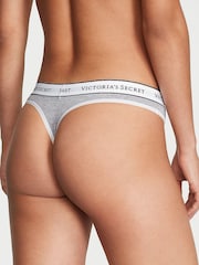 Victoria's Secret Grey Heather Thong Logo 4 Pack Knickers - Image 3 of 3