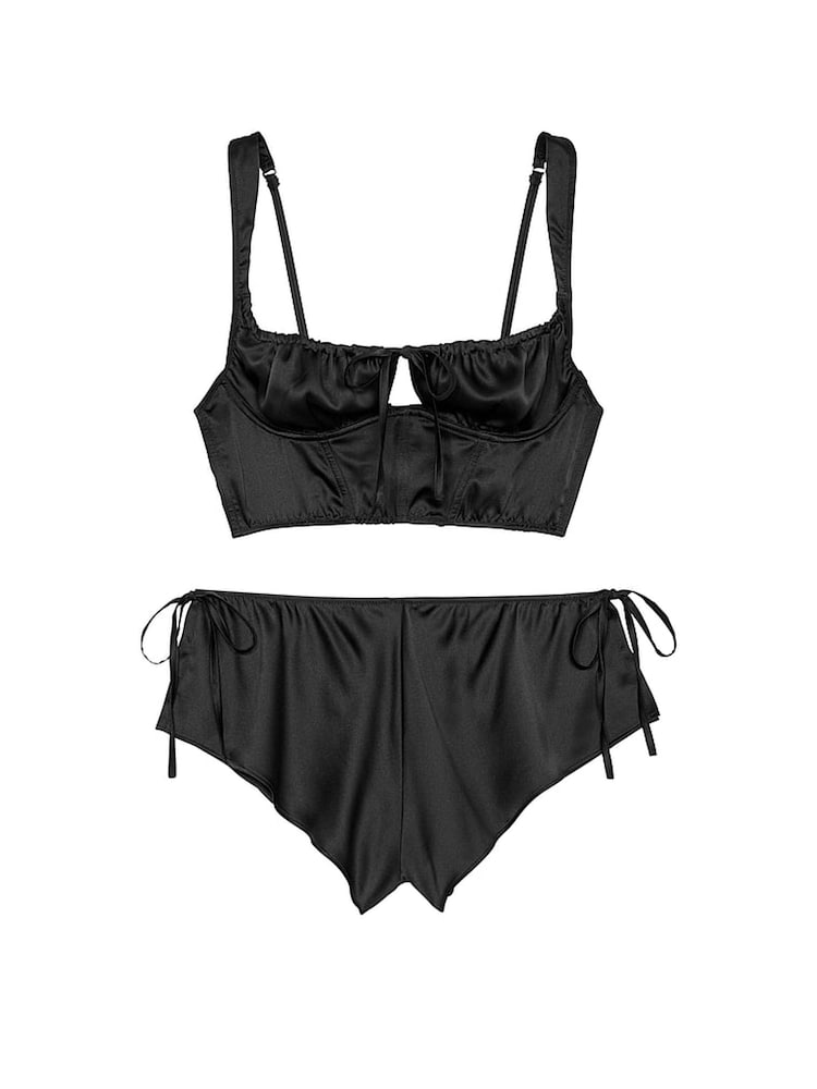 Victoria's Secret Black Satin Corset Cami Set - Image 3 of 3