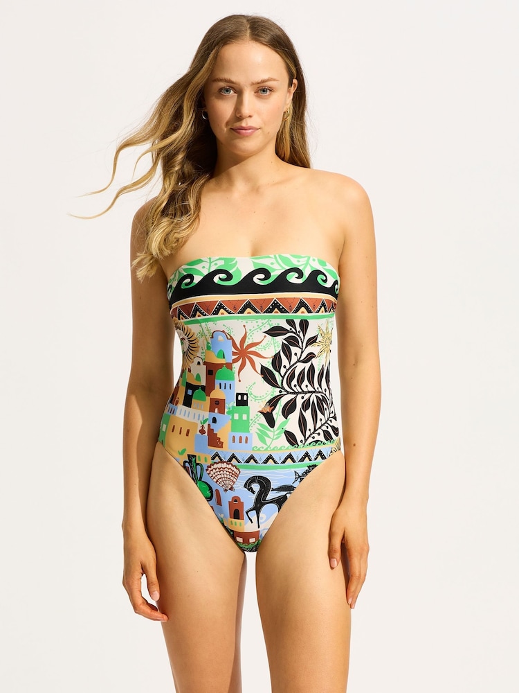 Seafolly Green Atlantis DD Bandeau Swimsuit 1 Piece - Image 2 of 5