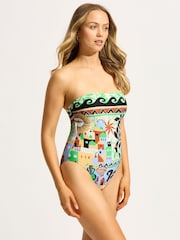 Seafolly Green Atlantis DD Bandeau Swimsuit 1 Piece - Image 3 of 5