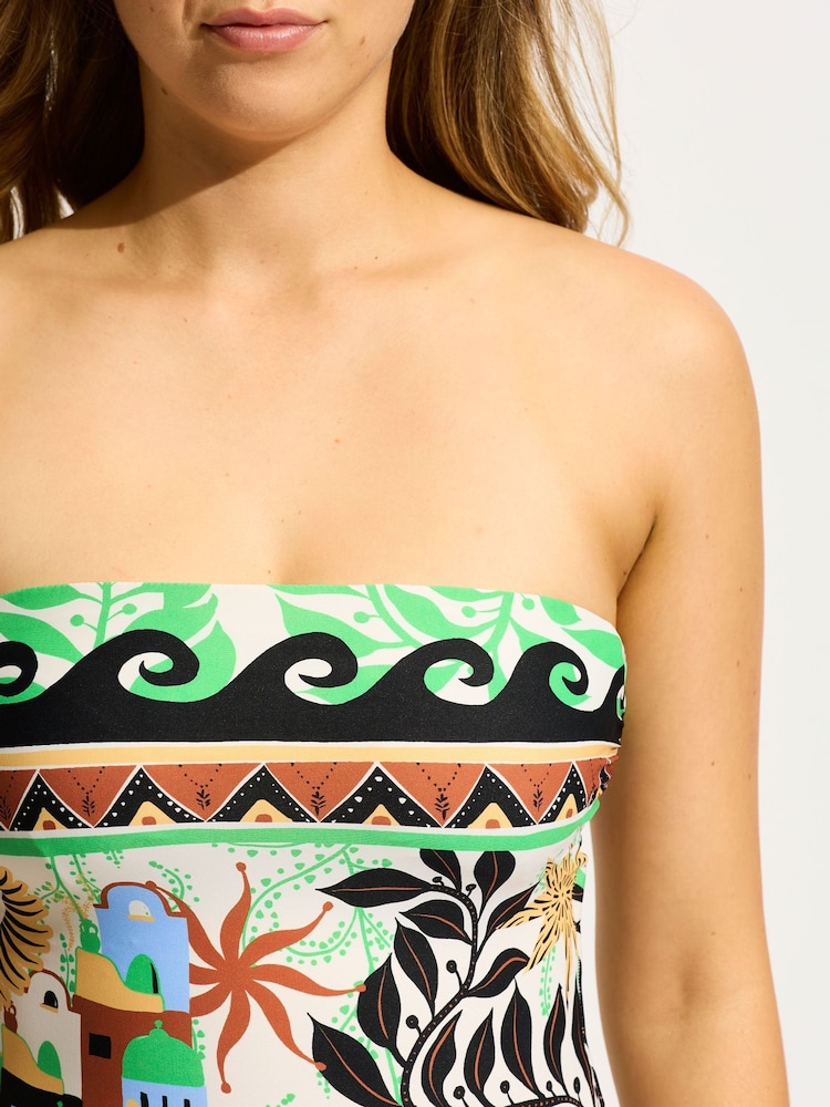 Seafolly Green Atlantis DD Bandeau Swimsuit 1 Piece - Image 5 of 5