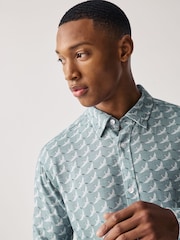 Blue Long Sleeve Printed Shirt - Image 1 of 8