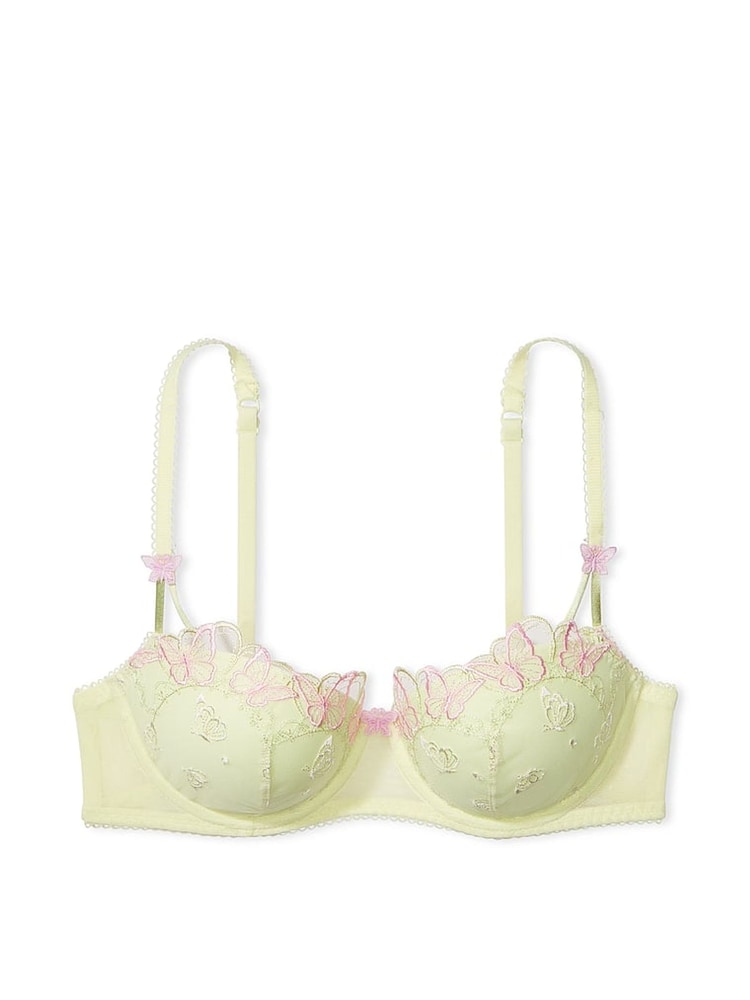 Victoria's Secret PINK Lime Green Push Up Embroidered Butterfly Lace Bra - Image 3 of 3