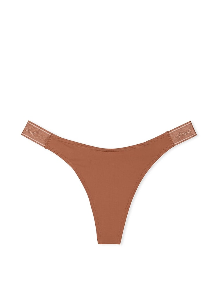 Victoria's Secret PINK Caramel Nude Thong Logo Knickers - Image 4 of 4