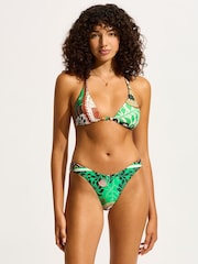 Seafolly Green Atlantis High Cut Rio Bikini Bottoms - Image 4 of 7