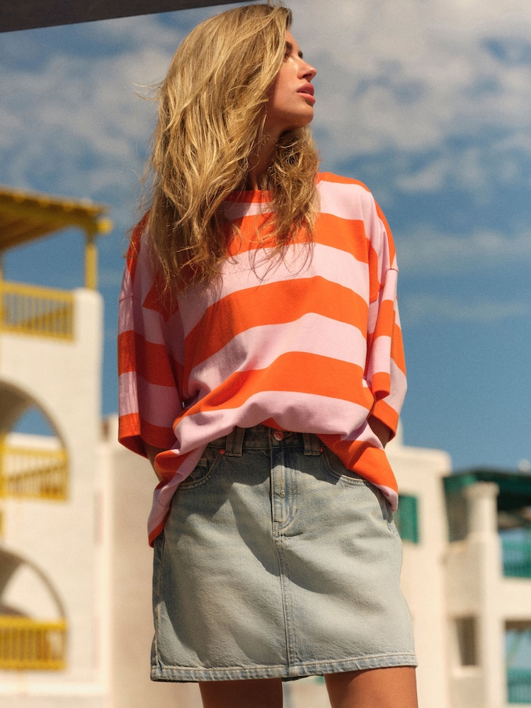 Tinted 100% Cotton Vintage Denim Mini Skirt - Image 1 of 6