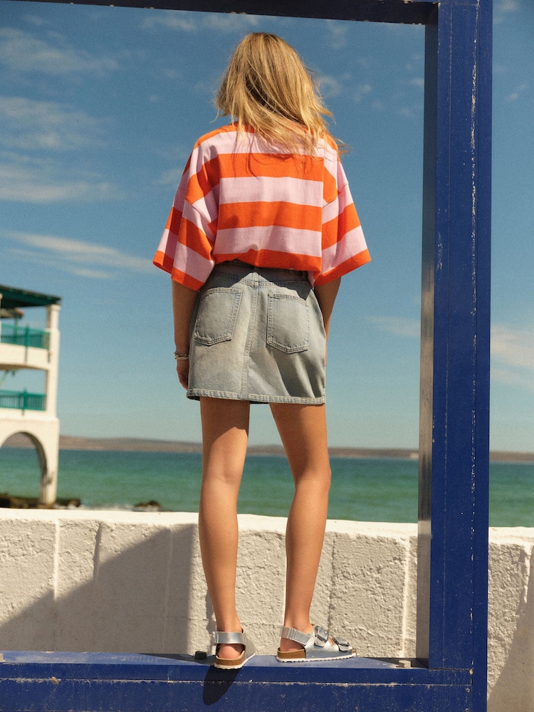 Tinted 100% Cotton Vintage Denim Mini Skirt - Image 2 of 6
