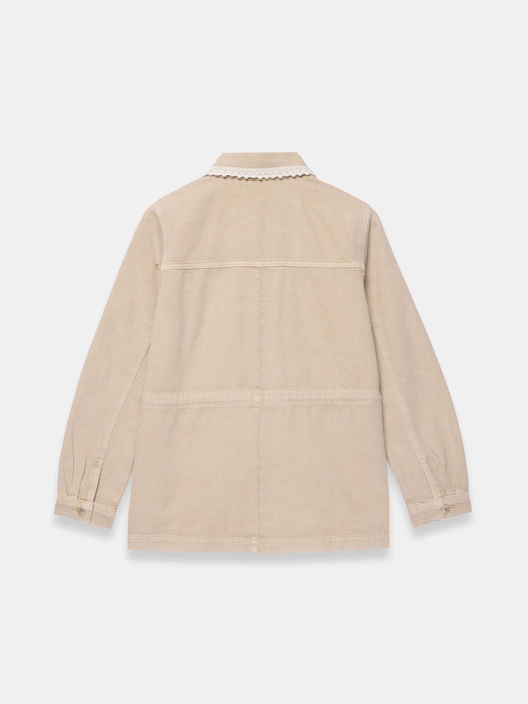 Mint Velvet Natural Washed Lace Trim Shacket - Image 4 of 4