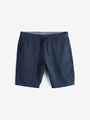 Navy Blue Signature 100% Linen Shorts - Image 5 of 8