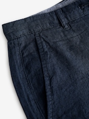 Navy Blue Signature 100% Linen Shorts - Image 7 of 8