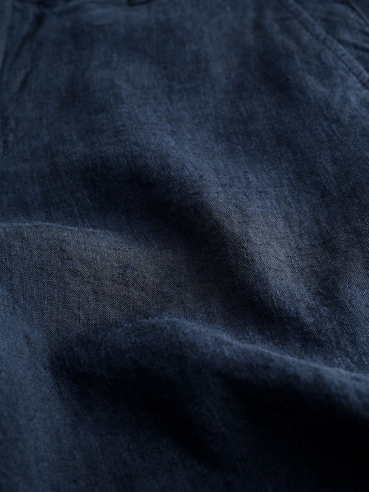 Navy Blue Signature 100% Linen Shorts - Image 8 of 8