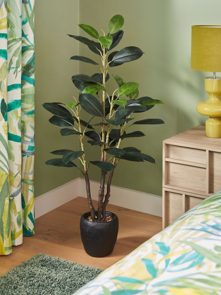 Green Artificial Large Rubber Plant - Image 1 of 5