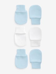 Weiß/Blau - Baby-Kratzfäustlinge im 3-er-Pack - Bild 1 von 3