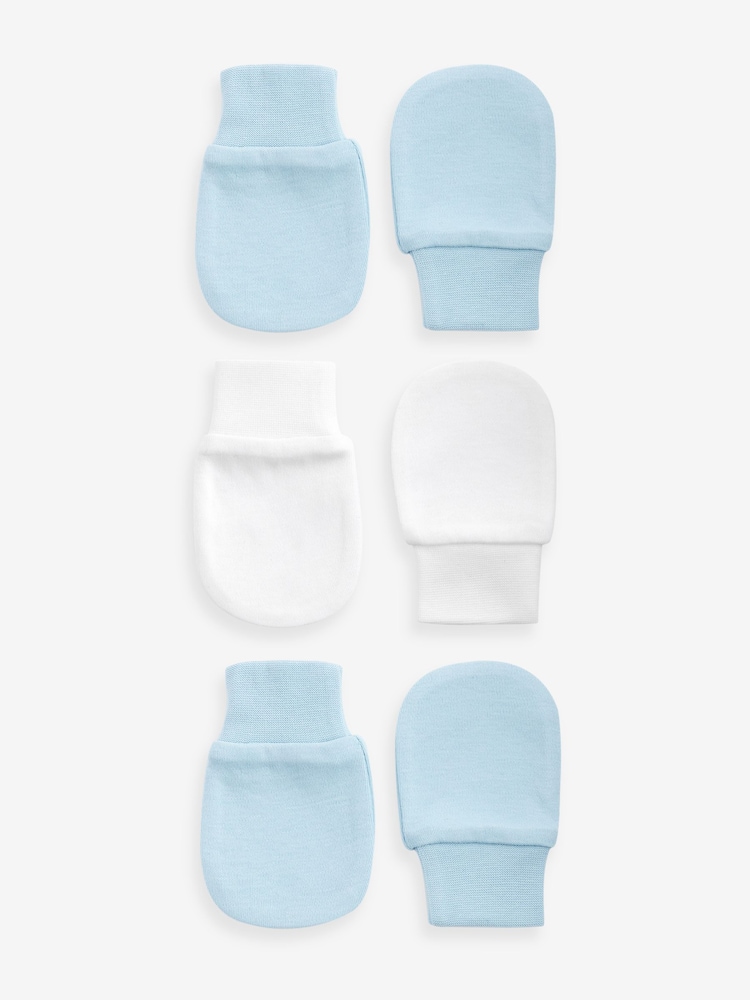 Weiß/Blau - Baby-Kratzfäustlinge im 3-er-Pack - Bild 1 von 3