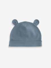 Mid Blue Baby 100% Cotton Beanies 3 Pack (0-18mths) - Image 3 of 5