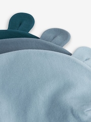 Mid Blue Baby 100% Cotton Beanies 3 Pack (0-18mths) - Image 5 of 5