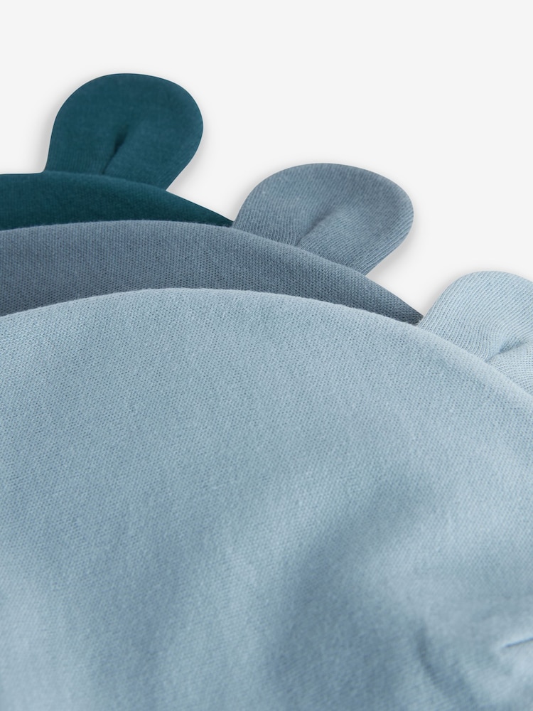 Mid Blue Baby 100% Cotton Beanies 3 Pack (0-18mths) - Image 5 of 5