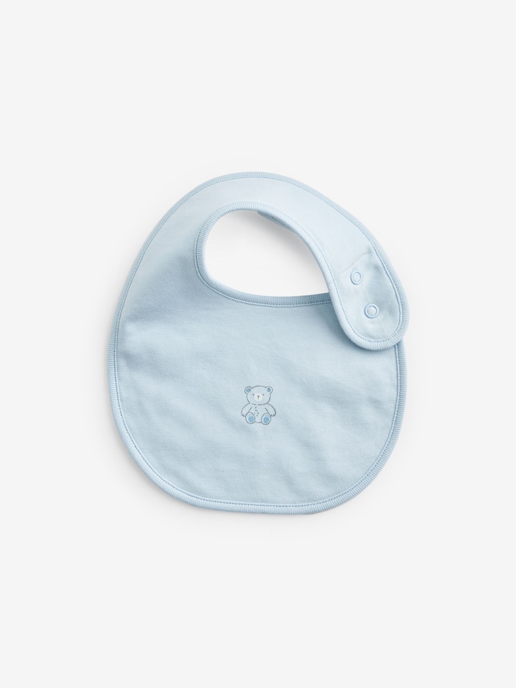 Blue/White Bear Baby 100% Cotton Bibs 3 Pack - Image 2 of 4