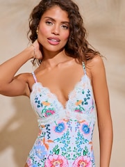 Lipsy White Floral Lace Trim Swimsuit - Image 4 of 4