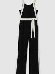 Reiss Black/White Salma Contrast Trim Belted Jumpsuit - Image 2 of 6