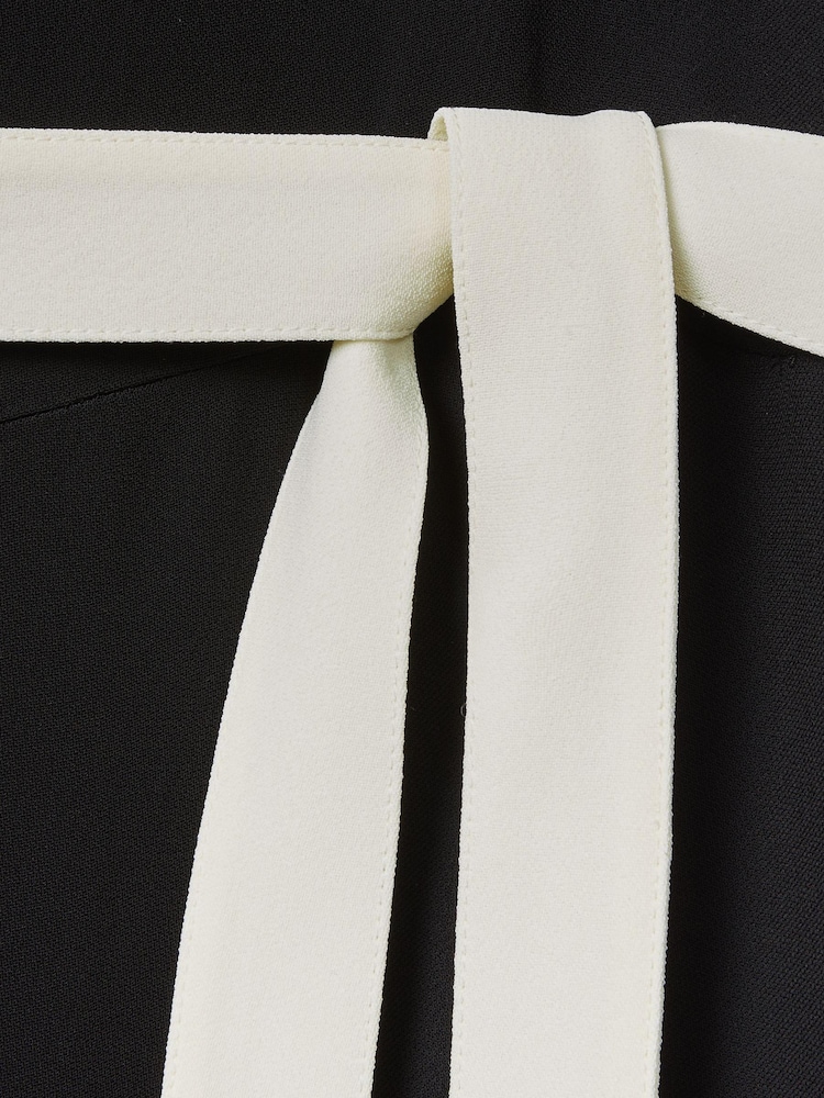 Reiss Black/White Salma Contrast Trim Belted Jumpsuit - Image 6 of 6