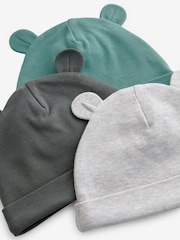 Green/Grey Baby 100% Cotton Beanies 3 Pack (0-18mths) - Image 5 of 5
