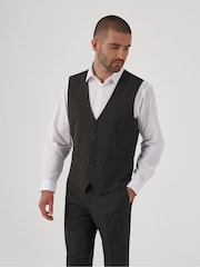 Skopes Black Chrome Romulus Sustainable Tailored Fit Suit Waistcoat - Image 1 of 4