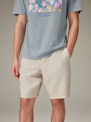 Chalk White Signature 100% Linen Shorts - Image 1 of 10