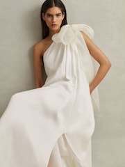 Reiss Ivory Athena One-Shoulder Bow Maxi Dress - Image 1 of 8