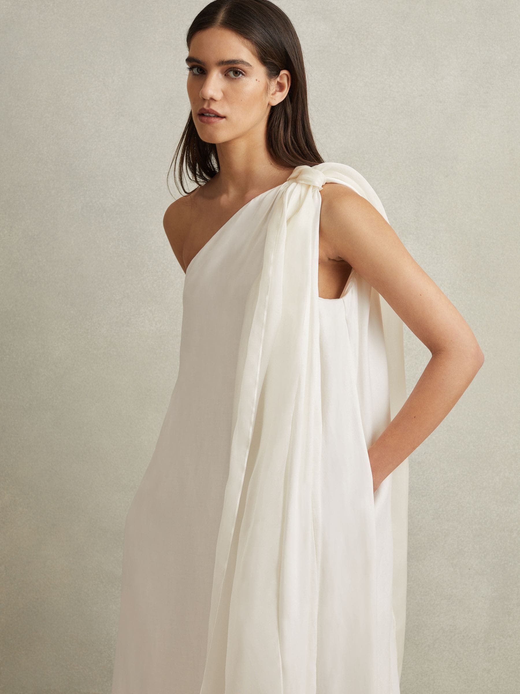 Buy Reiss Ivory Athena One-Shoulder Bow Maxi Dress from Next USA