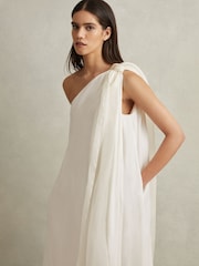 Reiss Ivory Athena One-Shoulder Bow Maxi Dress - Image 4 of 8