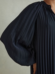 Reiss Navy/Blush Gabby Pleated Colourblock Mini Dress - Image 4 of 6