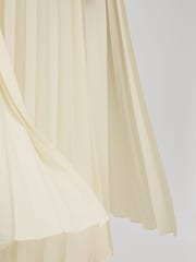 Reiss Lemon Loreli Pleated Cape Sleeve Midi Dress - Image 6 of 8